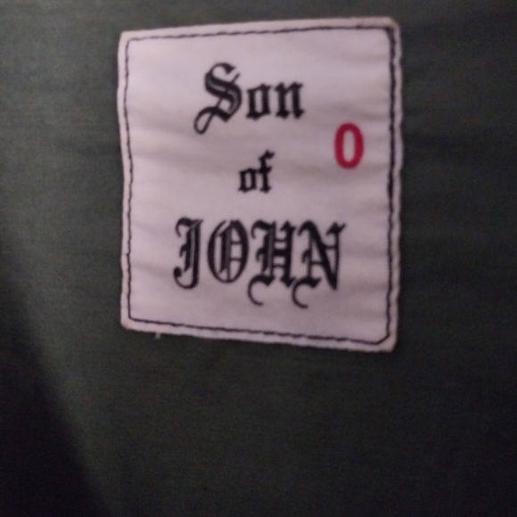 Olive Green Military Style Button Down with Sequined Pockets - Picture 3 of 4